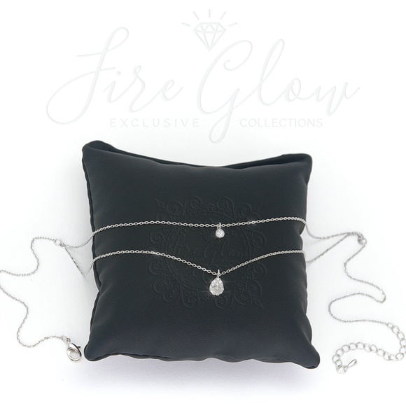 Rhodium Dipped Two Tiered Layered Charm Necklace - Picture 16 of 16